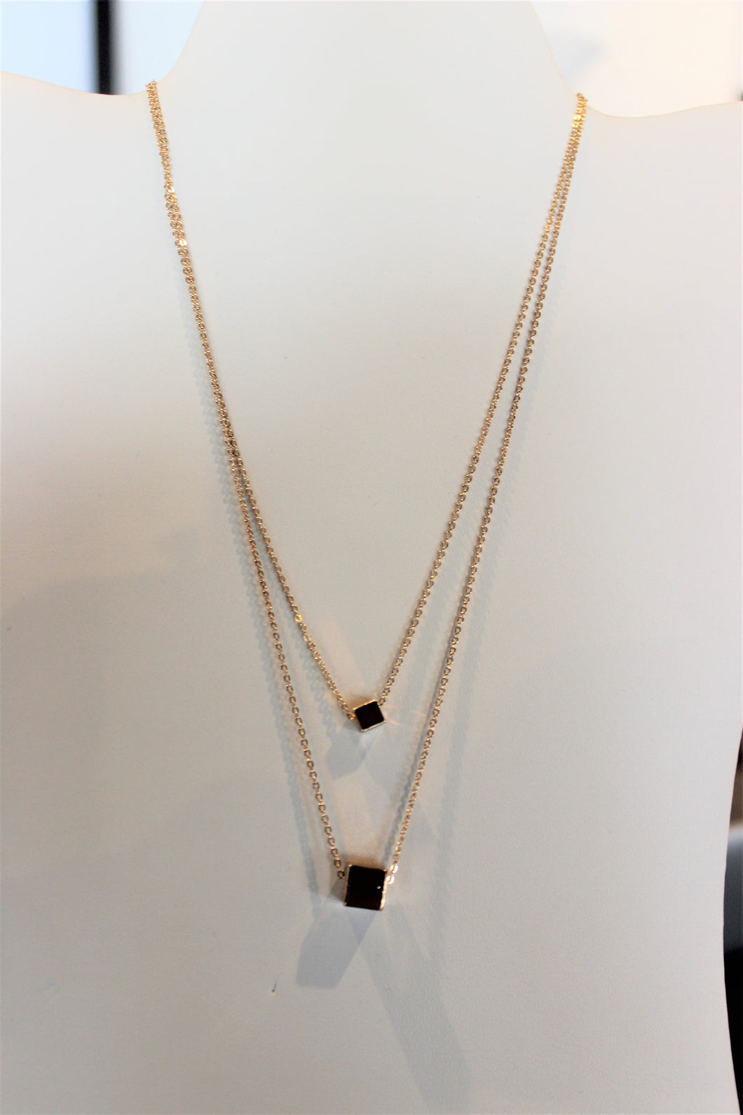 Gold Double Layered Cube Necklace