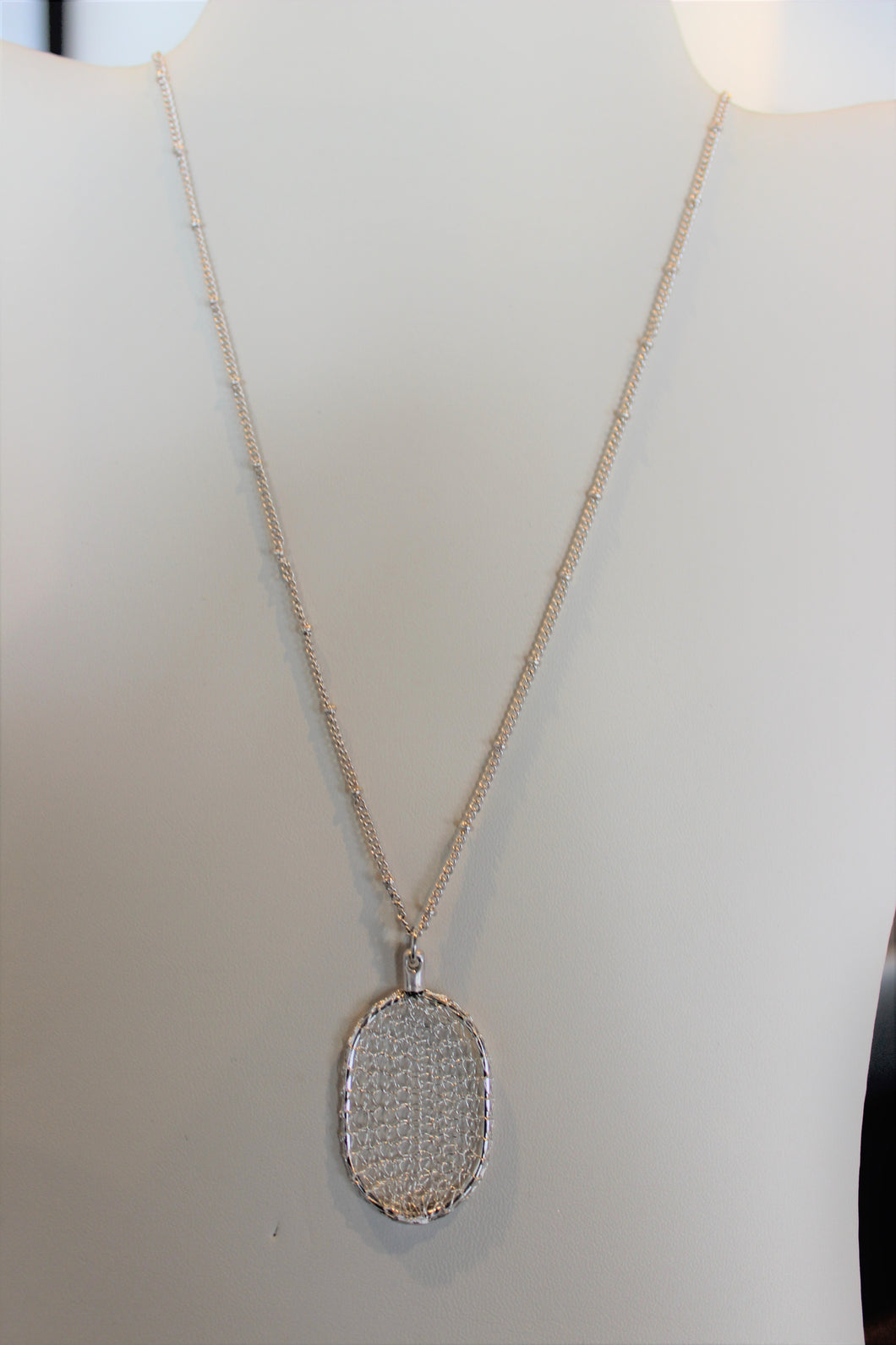 Silver Metal Net Necklace