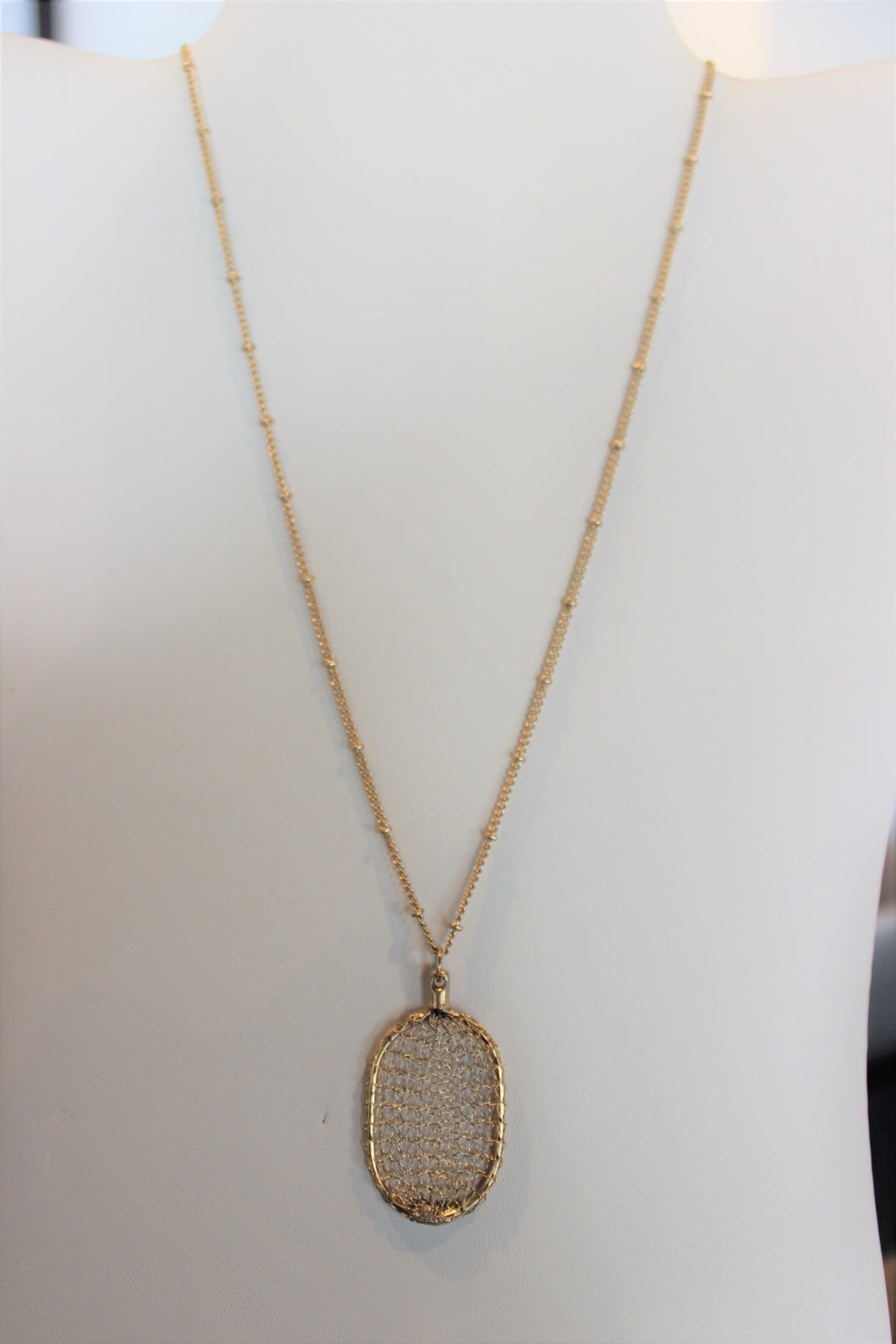 Gold Metal Net Necklace