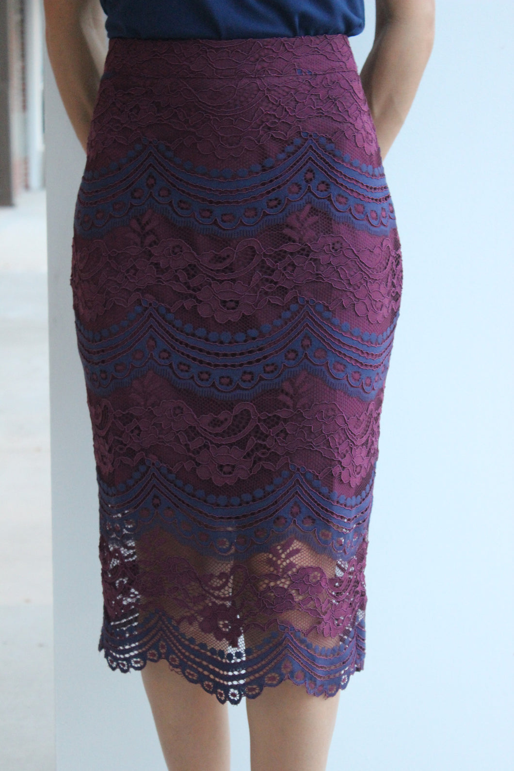 Lace Colorblock Skirt