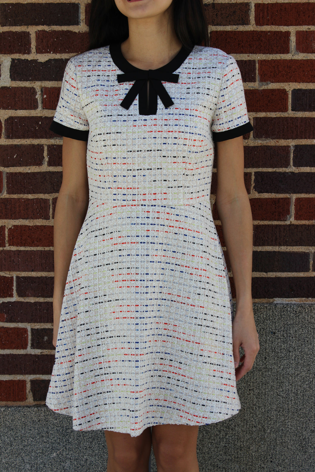 Black Trim Tweed Dress