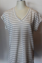 Load image into Gallery viewer, Stripe Rollsleeve Vneck Tee
