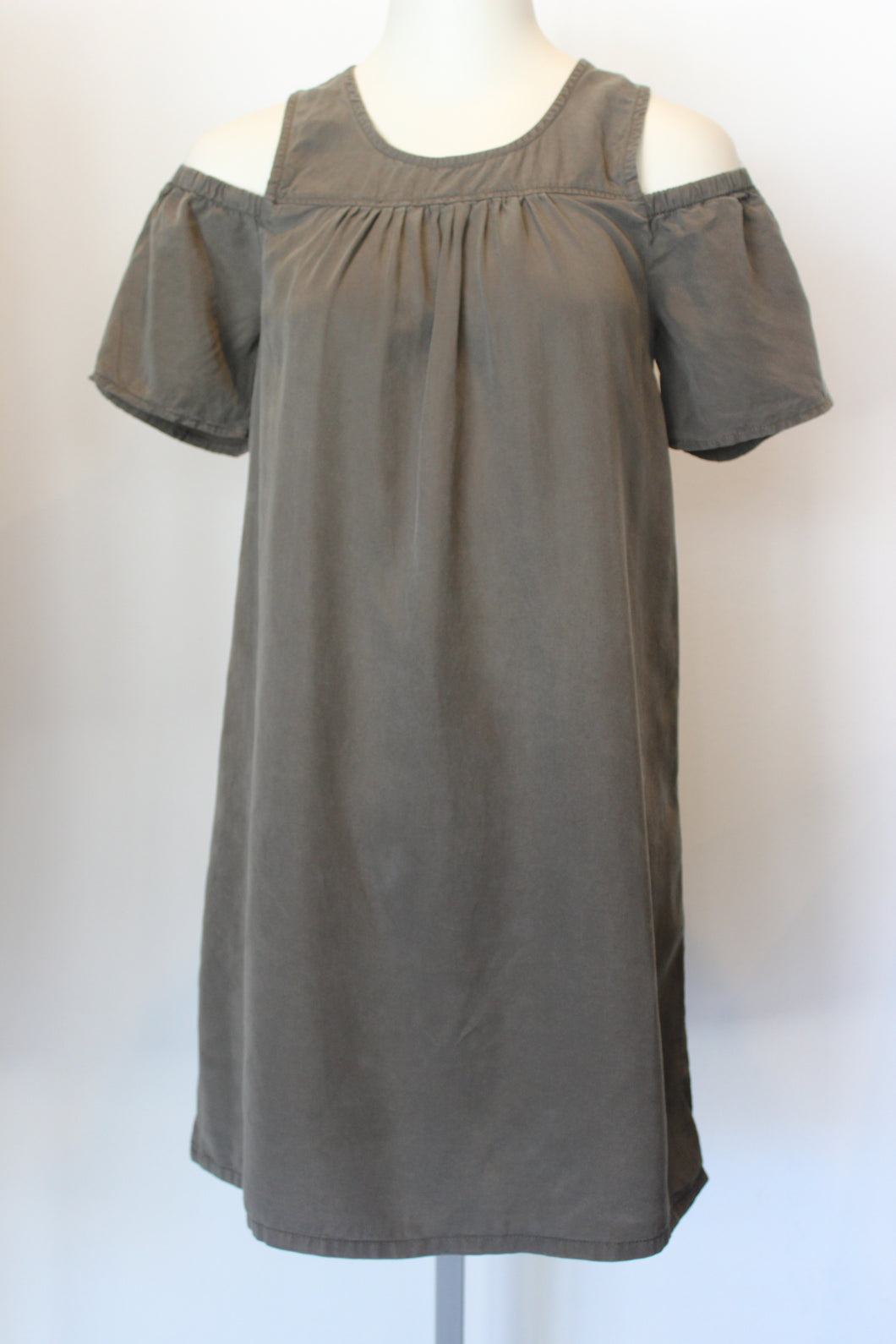 Olive Cold Shoulder Chambray Dress