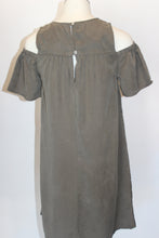 Load image into Gallery viewer, Olive Cold Shoulder Chambray Dress
