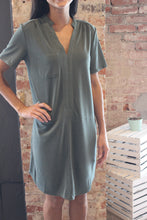 Load image into Gallery viewer, Olive Vneck Microfiber Dress
