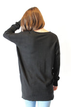 Load image into Gallery viewer, Black V-neck Sweater Tunic w/Center Seam
