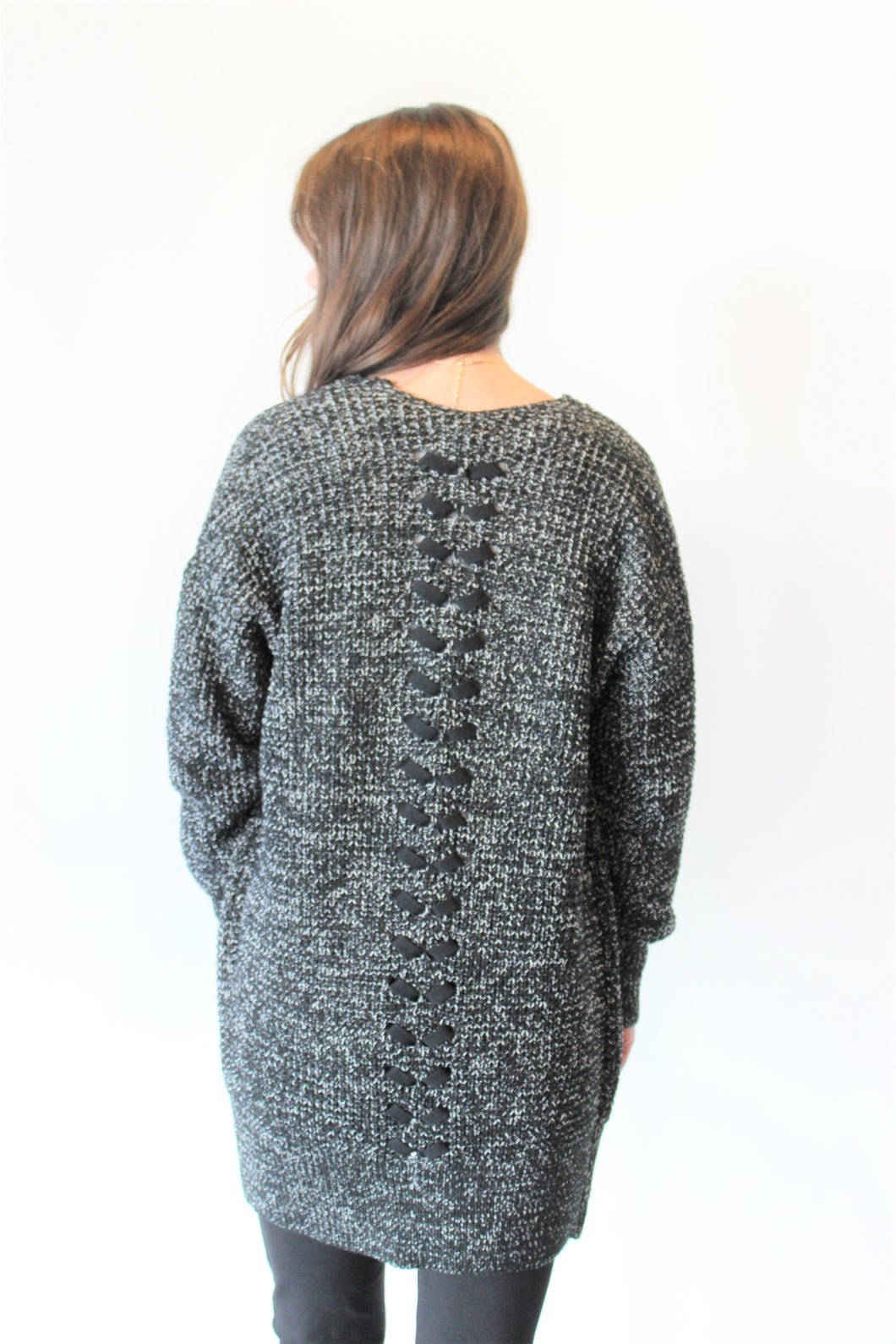 Open Cardigan with Back Braid Detail