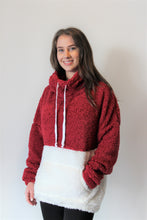 Load image into Gallery viewer, Crimson &amp; Cream Sherpa Pullover
