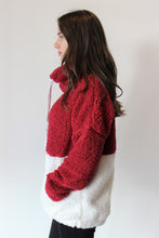 Load image into Gallery viewer, Crimson &amp; Cream Sherpa Pullover
