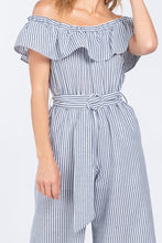 Load image into Gallery viewer, Off the Shoulder Stripe Jumpsuit
