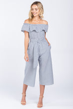 Load image into Gallery viewer, Off the Shoulder Stripe Jumpsuit
