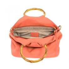 Load image into Gallery viewer, Coral Natalie Bamboo Handle Pouf Bag
