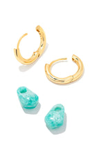 Load image into Gallery viewer, Insley Huggie Earrings in Gold Teal
