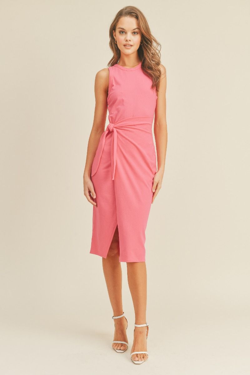 Mindy Faux Wrap Midi Dress