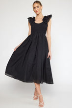 Load image into Gallery viewer, Textured Ruffle Strap Midi Dress
