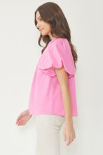 Load image into Gallery viewer, Pleated Puff Sleeve Blouse in Pink
