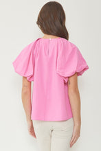 Load image into Gallery viewer, Pleated Puff Sleeve Blouse in Pink
