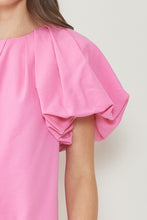 Load image into Gallery viewer, Pleated Puff Sleeve Blouse in Pink
