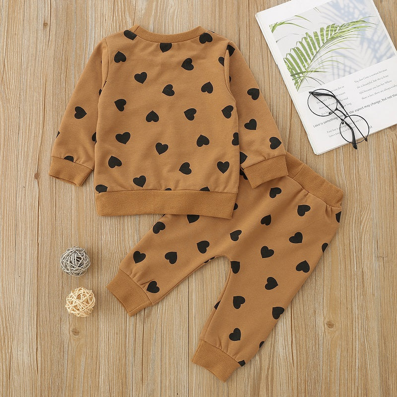 Little Girls Heart Print Top and Pant