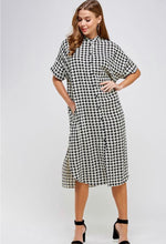 Load image into Gallery viewer, Houndstooth Button Up Shirt Dress
