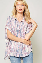Load image into Gallery viewer, Print Dolman Button Up Blouse
