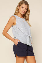 Load image into Gallery viewer, Sleeveless Stripe Tie Front Tank
