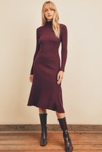 Load image into Gallery viewer, Mock Neck Flared  Midi Knit Dress
