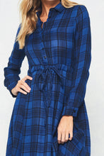 Load image into Gallery viewer, Button Up Asymmetrical Plaid Dress
