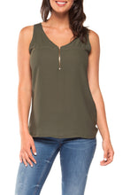 Load image into Gallery viewer, V-Neck Zipper Contrast Blouse
