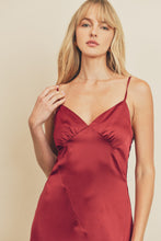 Load image into Gallery viewer, Satin Tie-Back Slit Midi Dress
