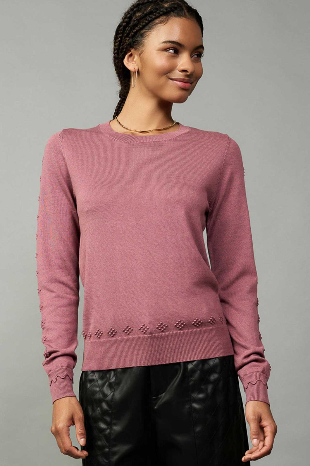 Embroidered Stitch Knit Top