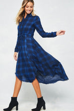 Load image into Gallery viewer, Button Up Asymmetrical Plaid Dress
