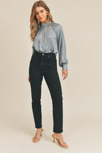 Load image into Gallery viewer, Pleated Flat Collar Satin Blouse
