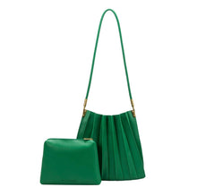 Load image into Gallery viewer, Carrie Medium Pleated Shoulder Bag in Green
