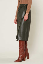 Load image into Gallery viewer, Midi Faux Leather Tied Wrap Skirt
