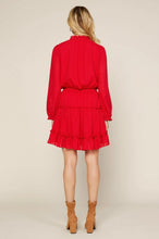 Load image into Gallery viewer, Textured Long Sleeve Ruffle Dress
