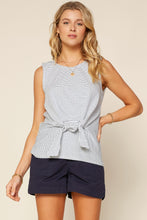 Load image into Gallery viewer, Sleeveless Stripe Tie Front Tank

