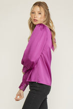 Load image into Gallery viewer, Orchid Satin Cross Front Blouse
