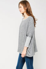 Load image into Gallery viewer, Black/Grey Striped Blush Pullover
