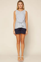 Load image into Gallery viewer, Sleeveless Stripe Tie Front Tank
