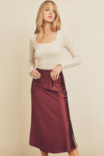 Load image into Gallery viewer, Satin Drawstring Midi Slip Skirt
