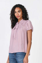 Load image into Gallery viewer, Shirred Shoulder Tie Neck Blouse
