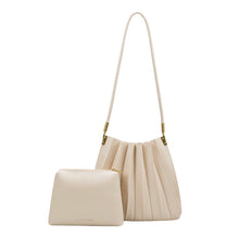 Load image into Gallery viewer, Carrie Medium Pleated Shoulder Bag in Ivory
