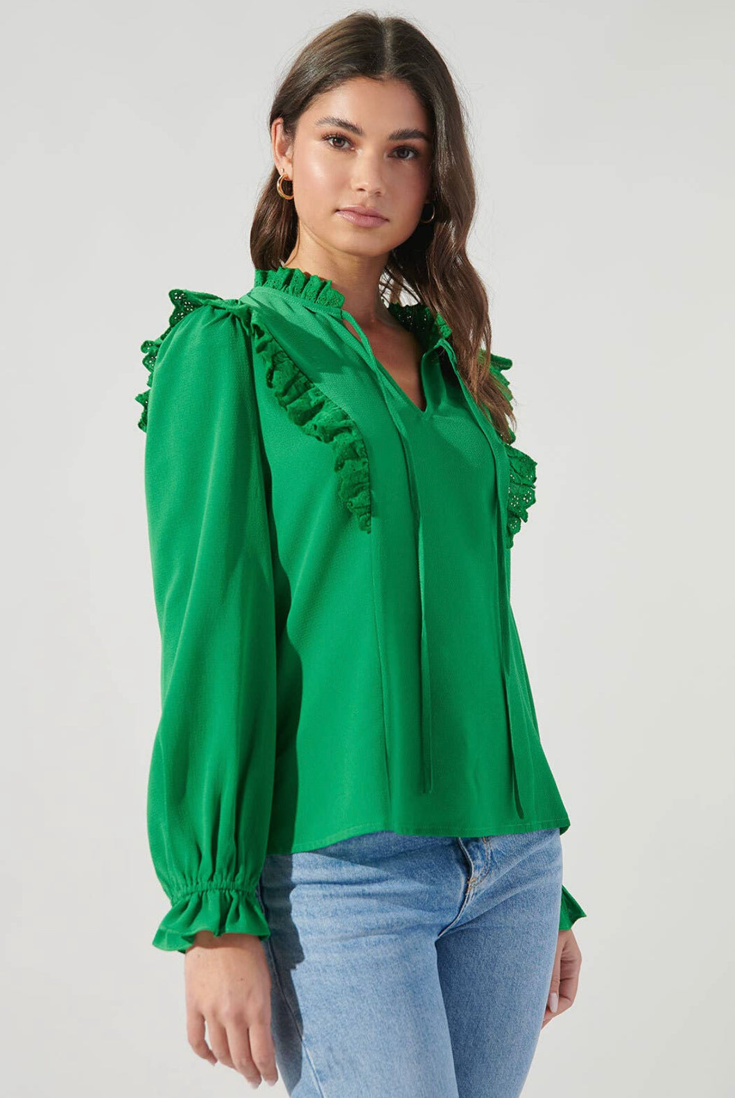 Karly Lace Trim Blouse