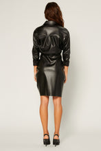 Load image into Gallery viewer, Faux Leather Ruch Detail Dress
