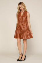 Load image into Gallery viewer, Vegan Leather Sleeveless Tier Dress
