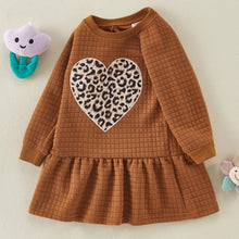 Load image into Gallery viewer, Little Girls Sweet Leopard Heart-Shaped Dress
