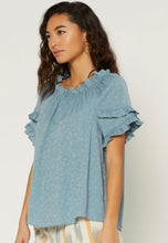 Load image into Gallery viewer, Smocked Ruffle Neck Bow Back Blouse
