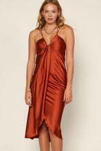 Load image into Gallery viewer, Satin V Cascade Maxi Dress
