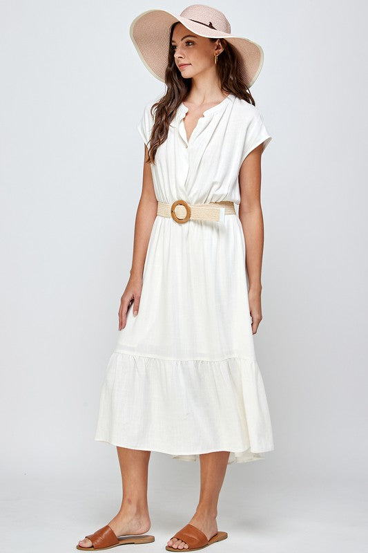 Linen High Low Dress with Belt